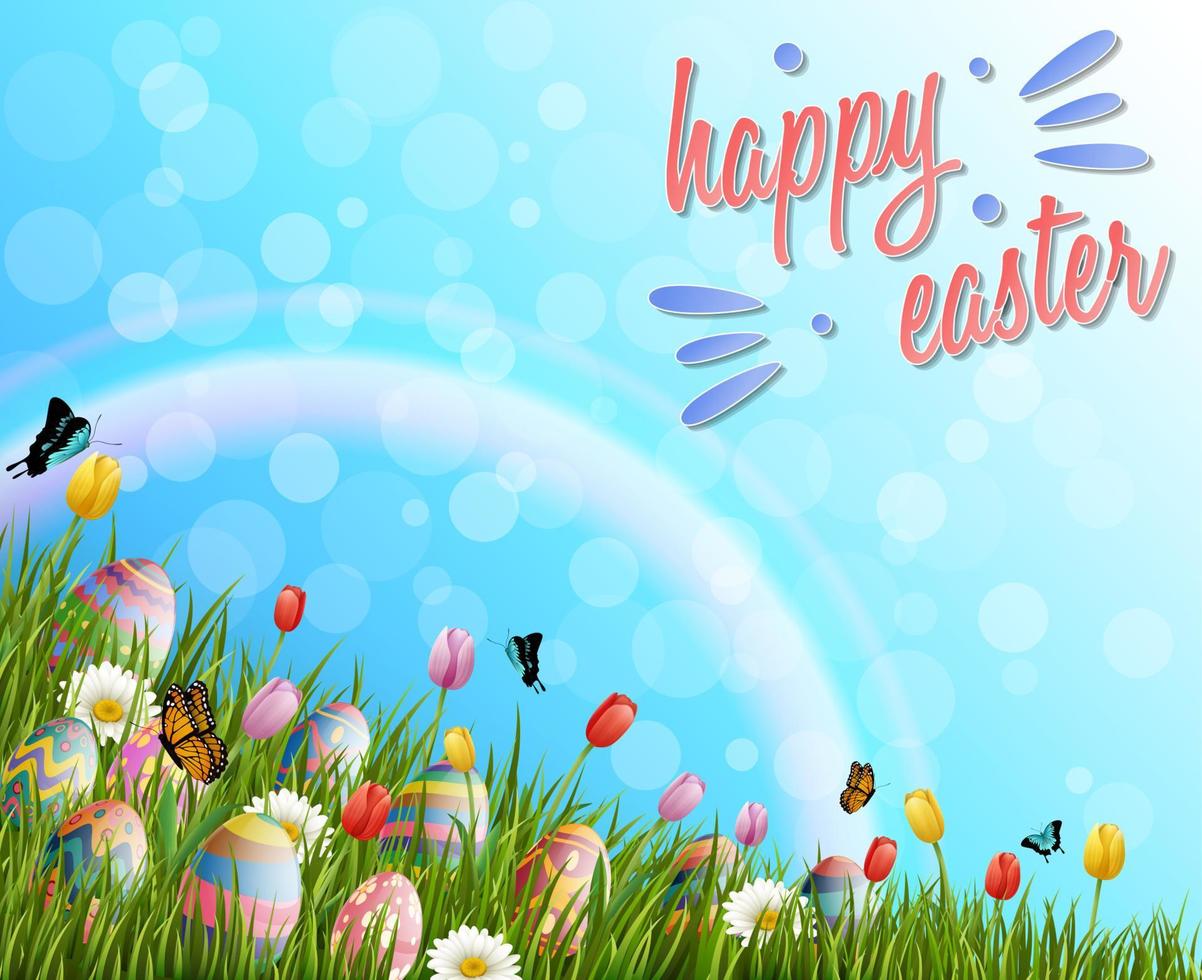 Beautiful nature background with easter egg vector