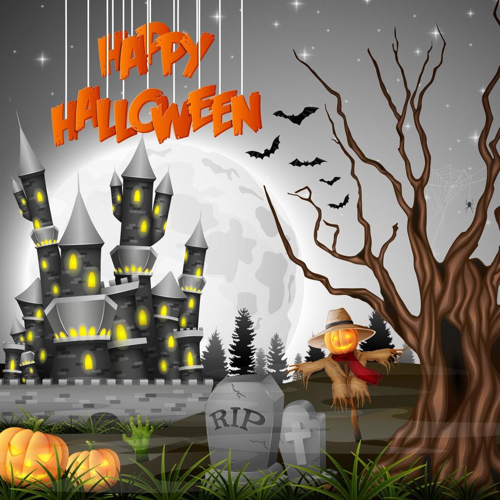 fondo de halloween de dibujos animados vector