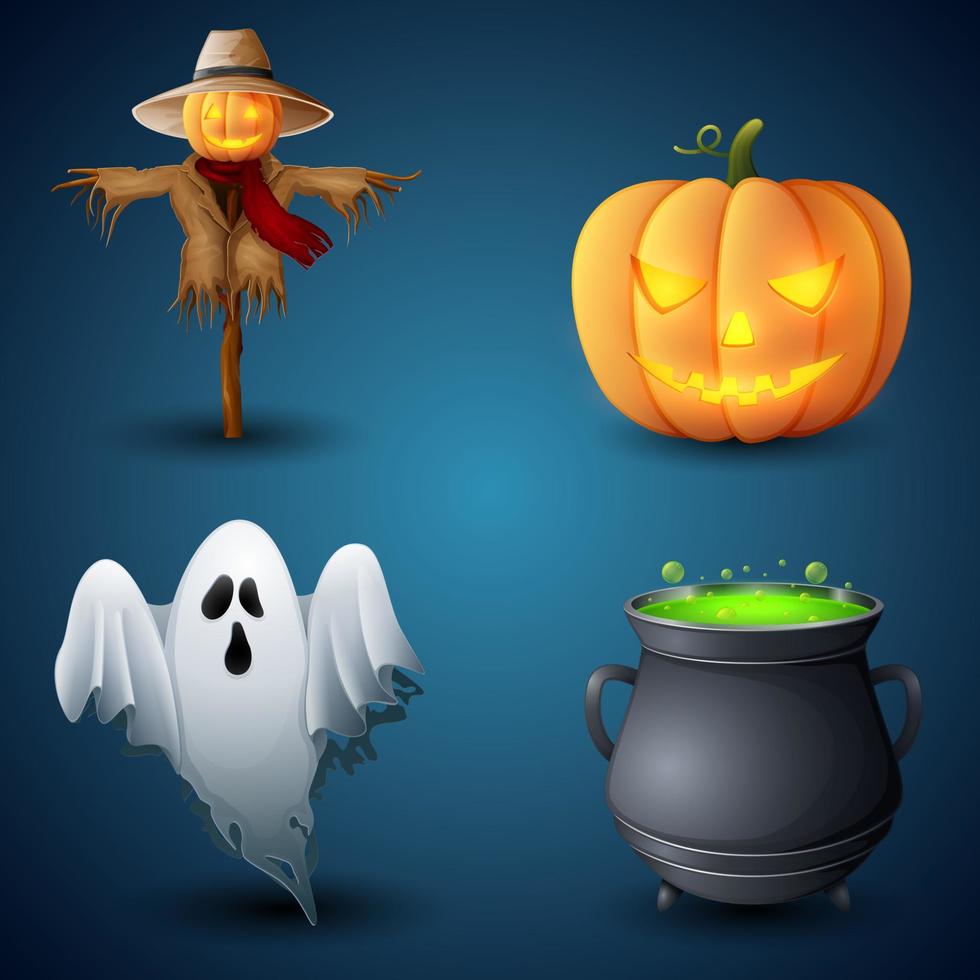 Vector illustration of Collection of Halloween symbols