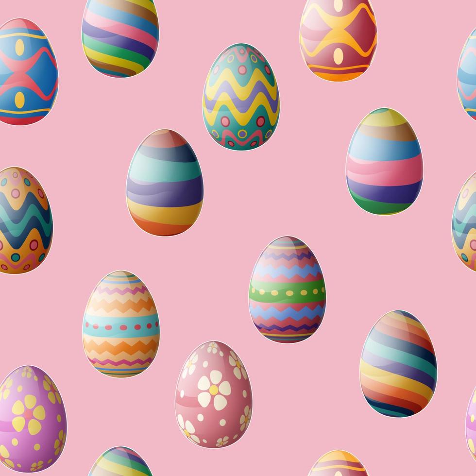 Decorated easter eggs seamless background vector