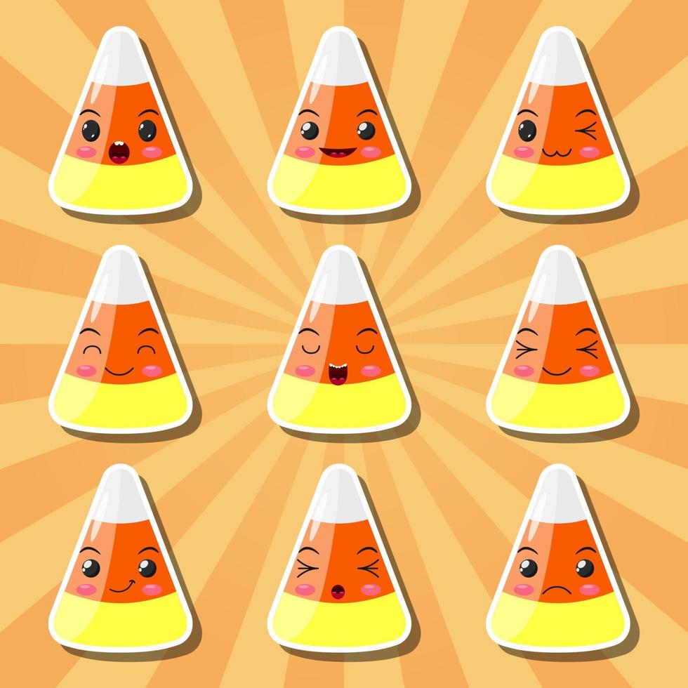 Collection of cartoon candy corn smileys vector