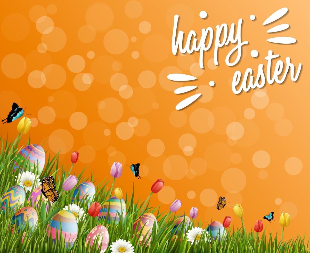 Beautiful nature background with easter egg vector