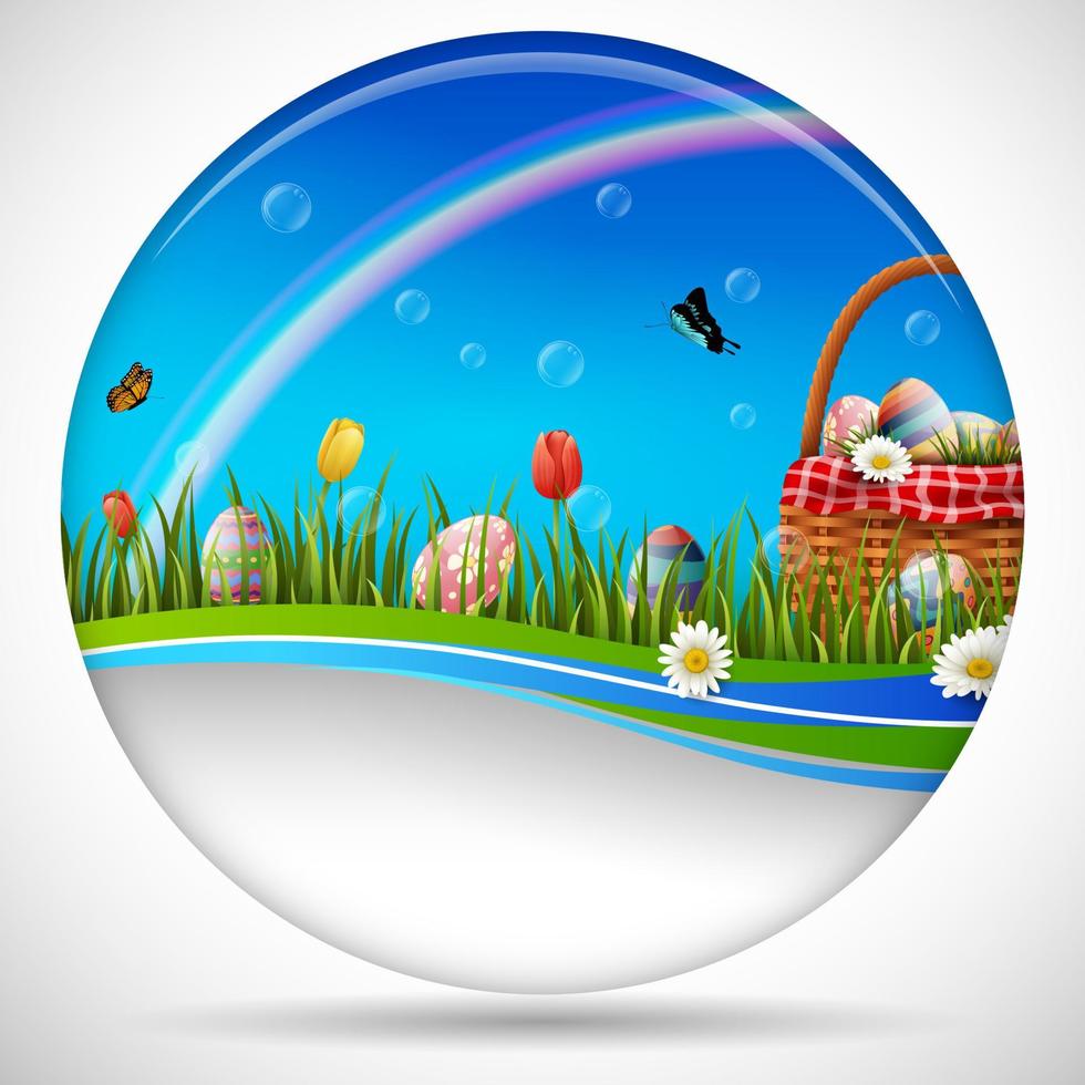 Beautiful nature background with easter egg vector