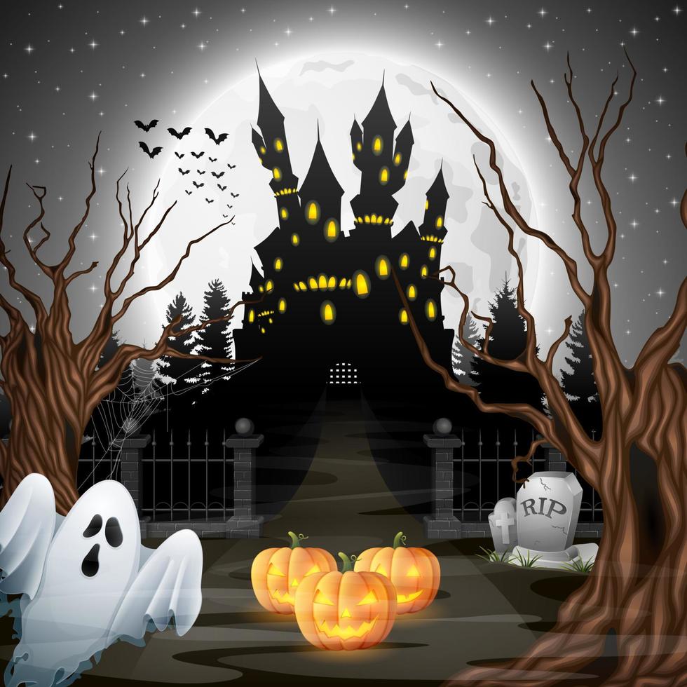 fondo de halloween de dibujos animados vector