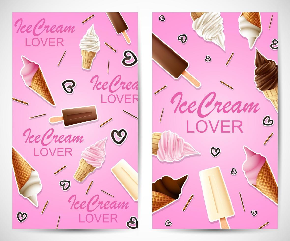 Different type of Ice cream background vector