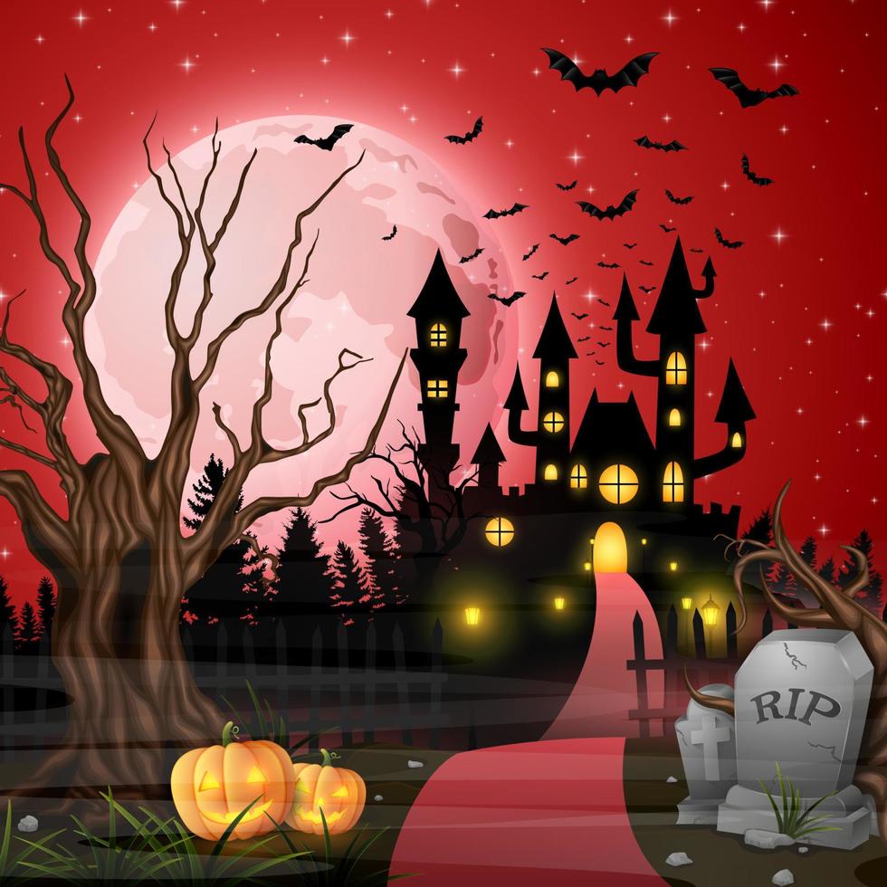 fondo de halloween de dibujos animados vector