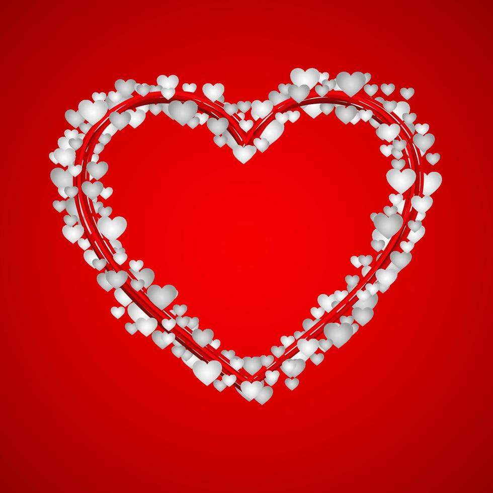 Valentine's day background with red hearts vector