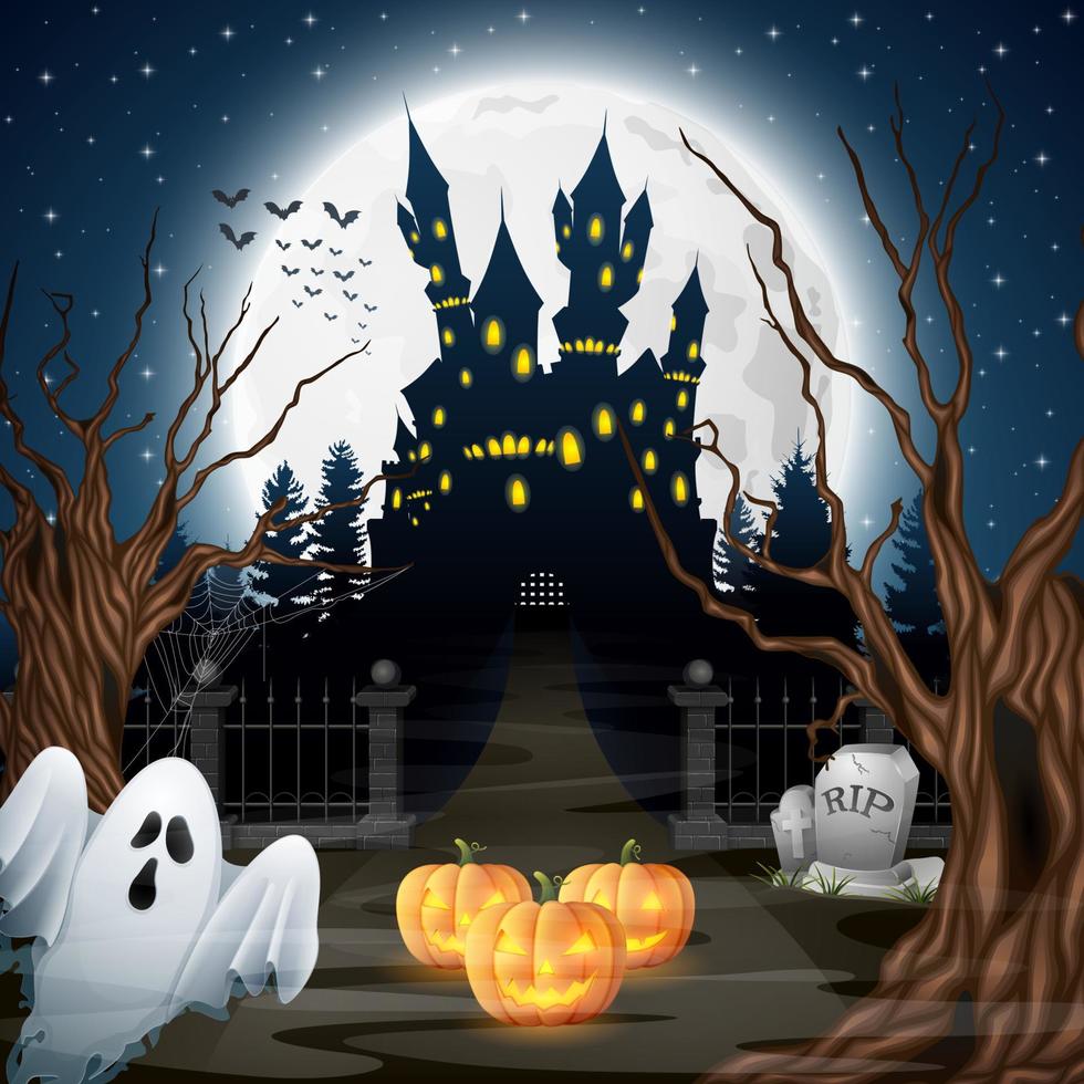 fondo de halloween de dibujos animados vector