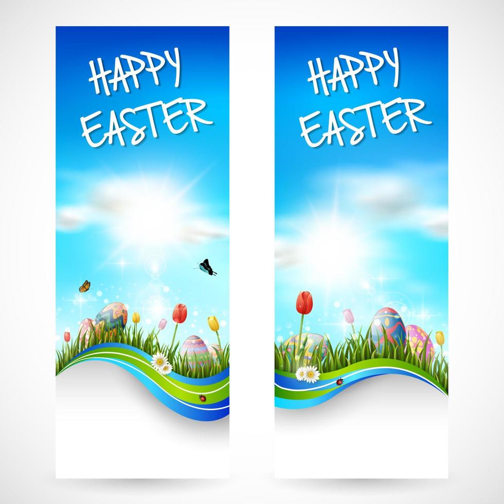 Beautiful nature background with easter egg vector