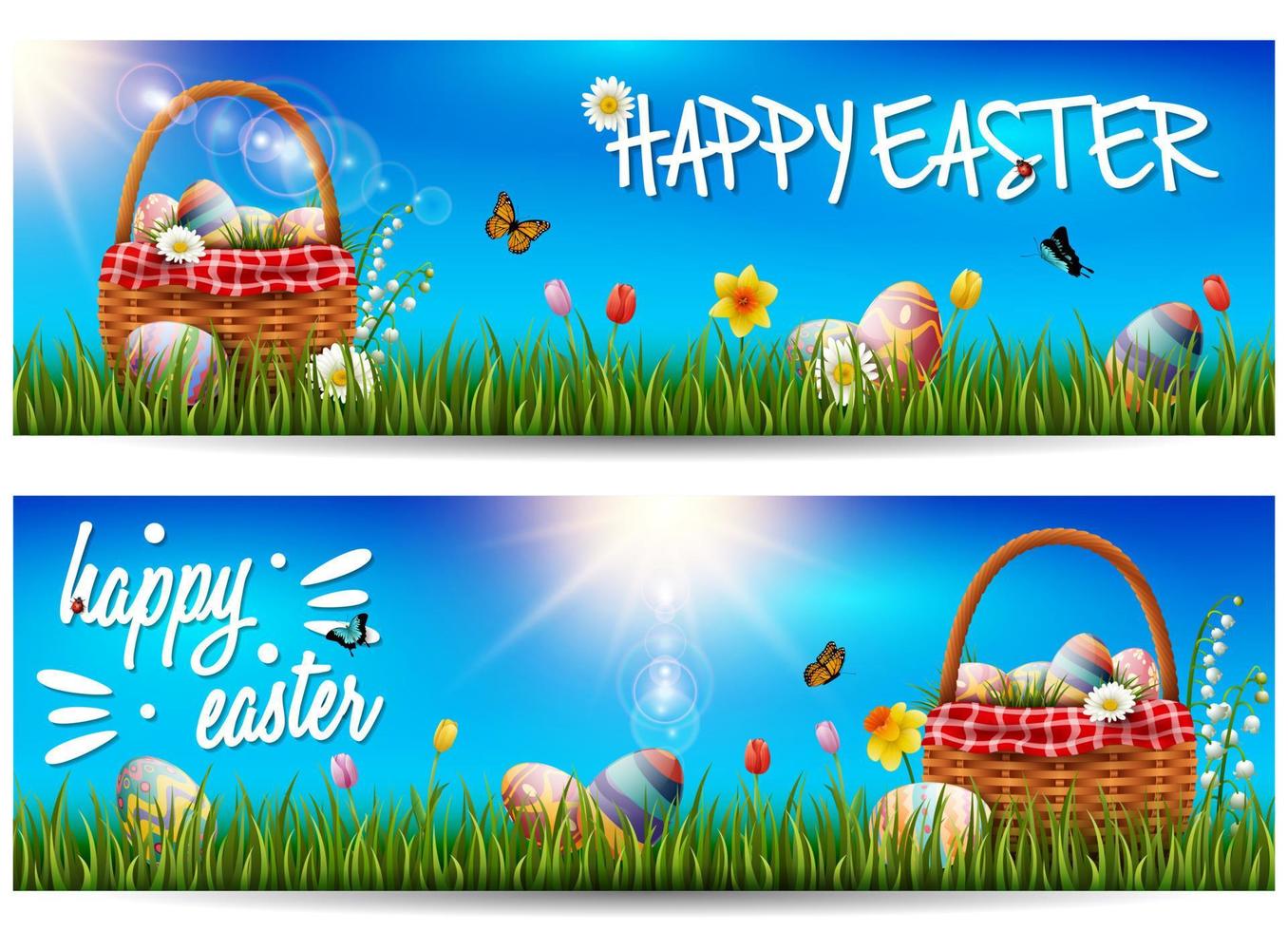 Beautiful nature background with easter egg vector