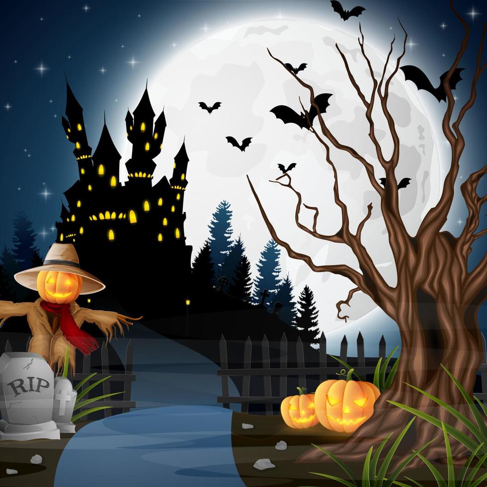 fondo de halloween de dibujos animados vector