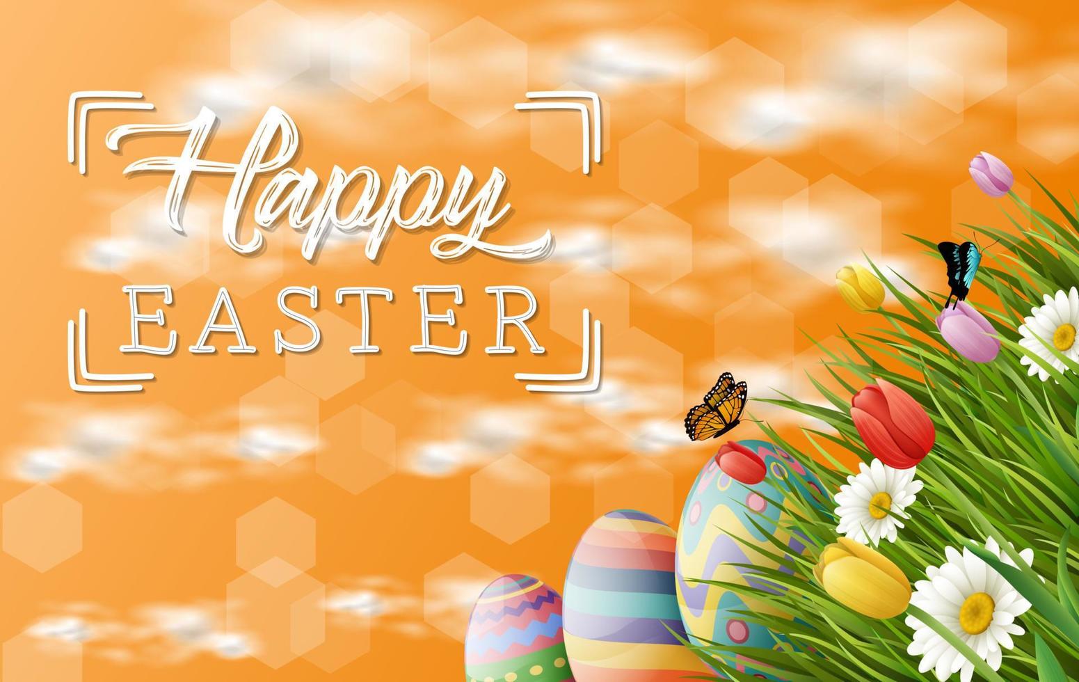 Beautiful nature background with easter egg vector