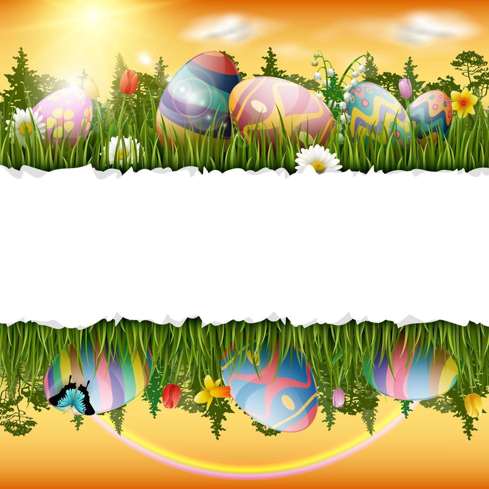 Beautiful nature background with easter egg vector