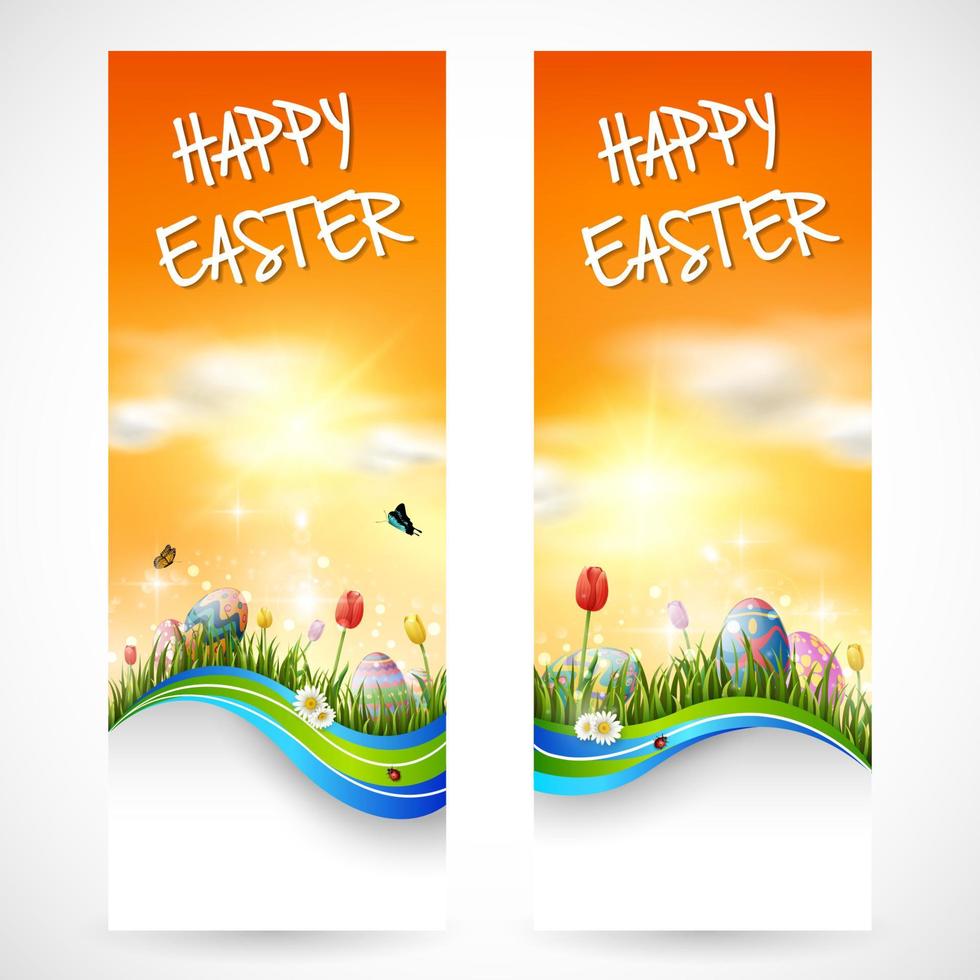 Beautiful nature background with easter egg vector