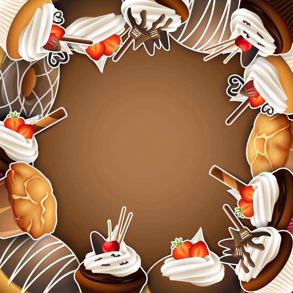 Background frame with sticker cupcake vector