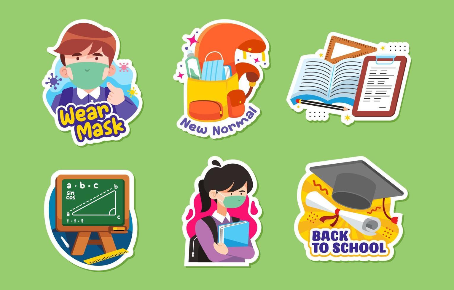 Back to School Activities New Normal Sticker Set vector