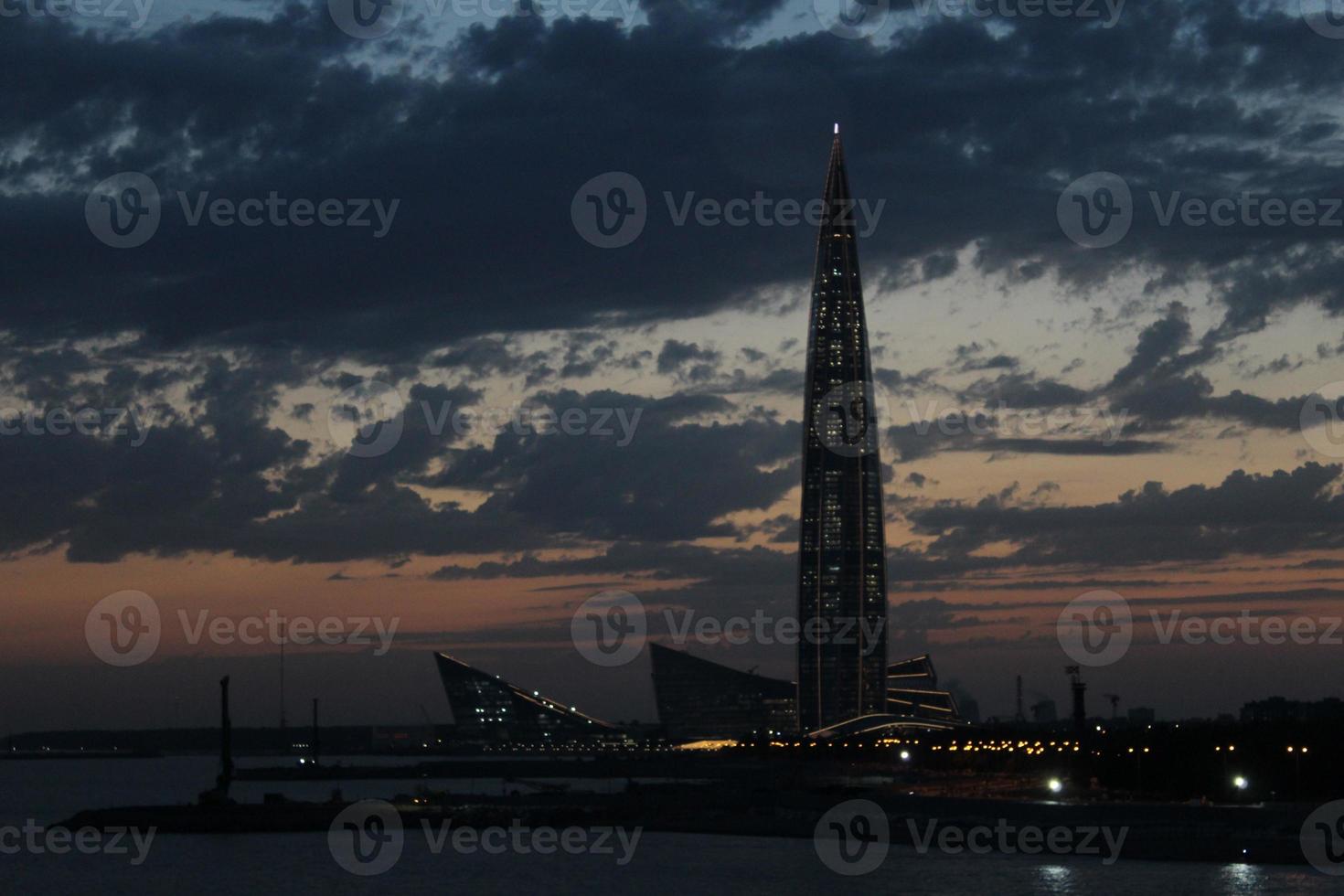 Sunset over the Baltic sea. Sankt Petersburg, Russia photo