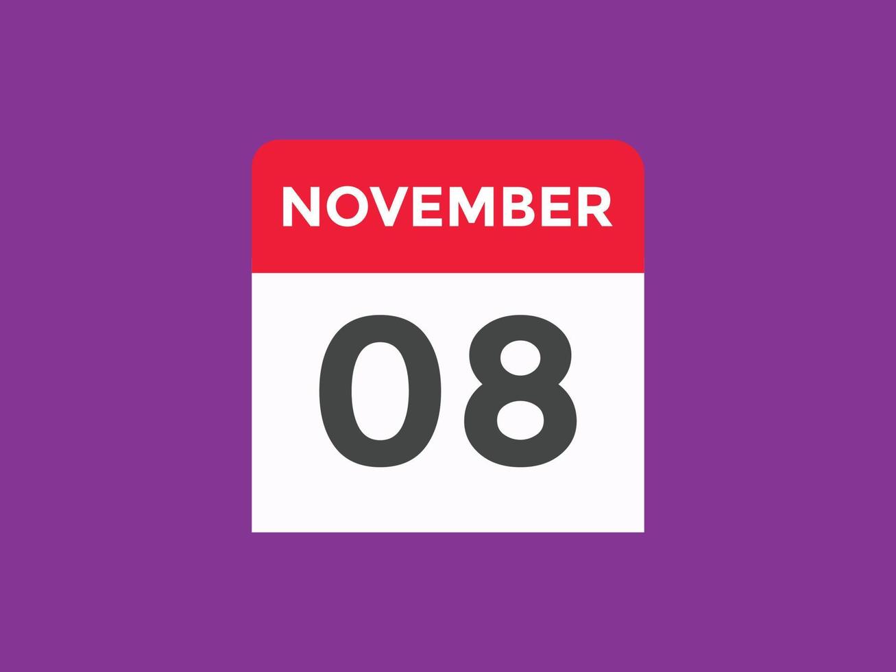 november 8 calendar reminder. 8th november daily calendar icon template. Calendar 8th november icon Design template. Vector illustration