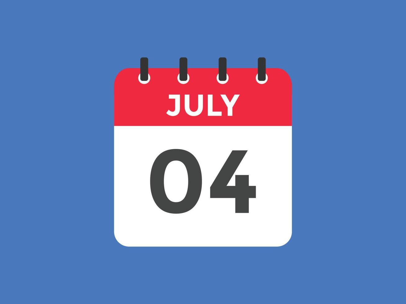 Recordatorio del calendario del 4 de julio. Plantilla de icono de calendario diario del 4 de julio. plantilla de diseño de icono de calendario 4 de julio. ilustración vectorial vector
