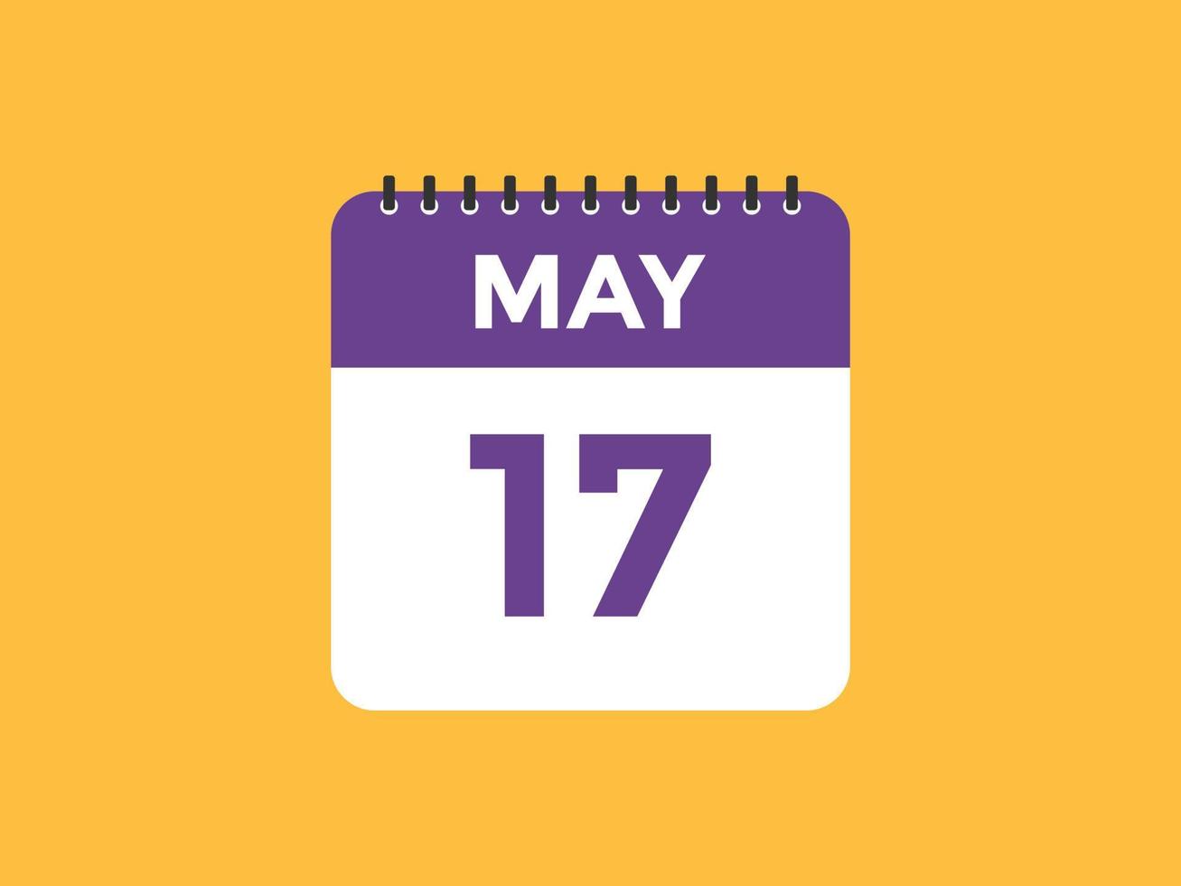 may 17 calendar reminder. 17th may daily calendar icon template. Calendar 17th may icon Design template. Vector illustration