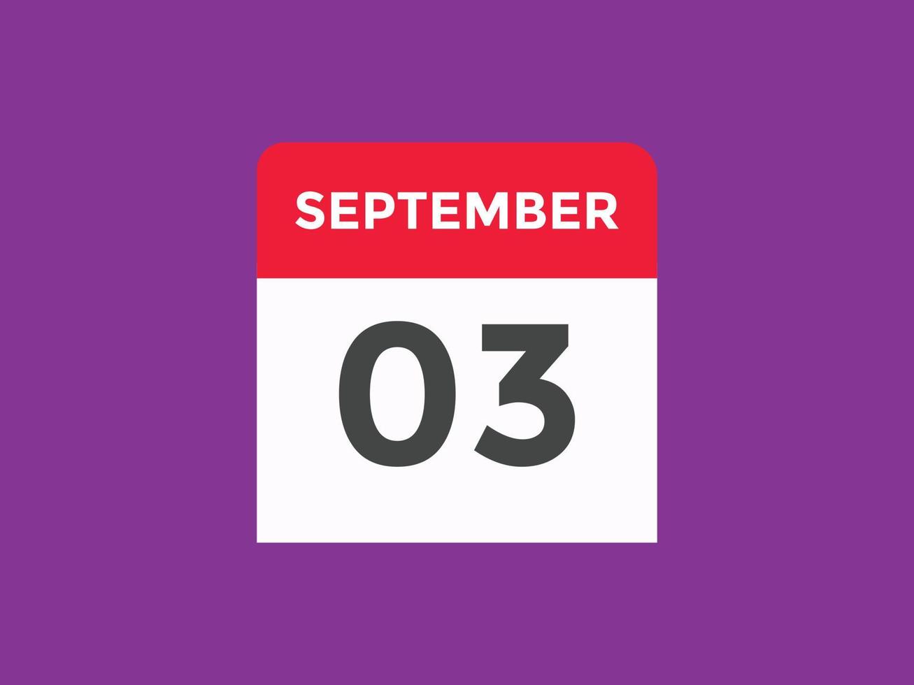 september 3 calendar reminder. 3rd september daily calendar icon template. Calendar 3rd september icon Design template. Vector illustration