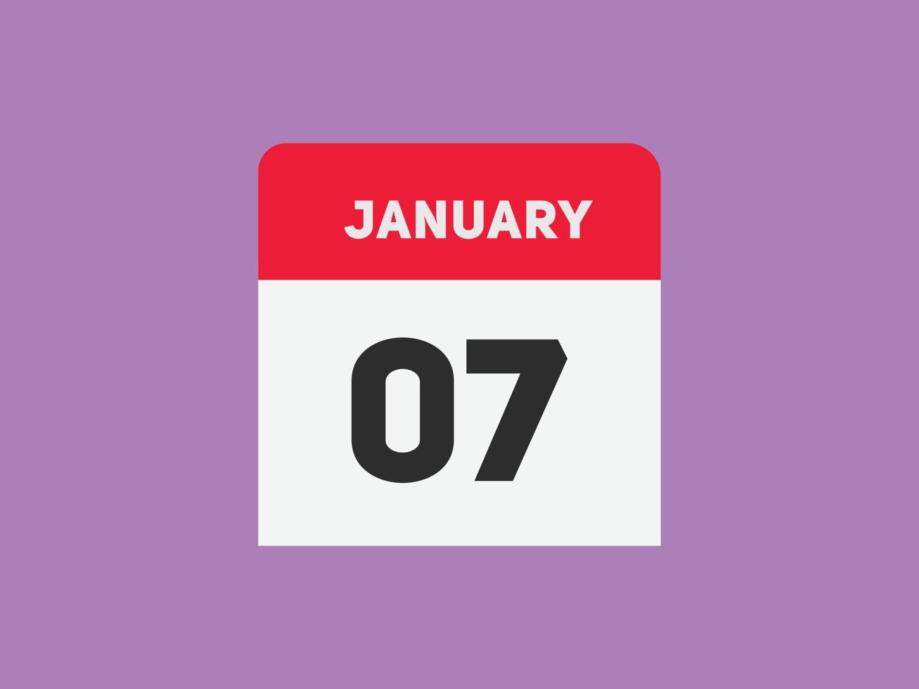 january 7 calendar reminder. 7th january daily calendar icon template. Calendar 7th january icon Design template. Vector illustration