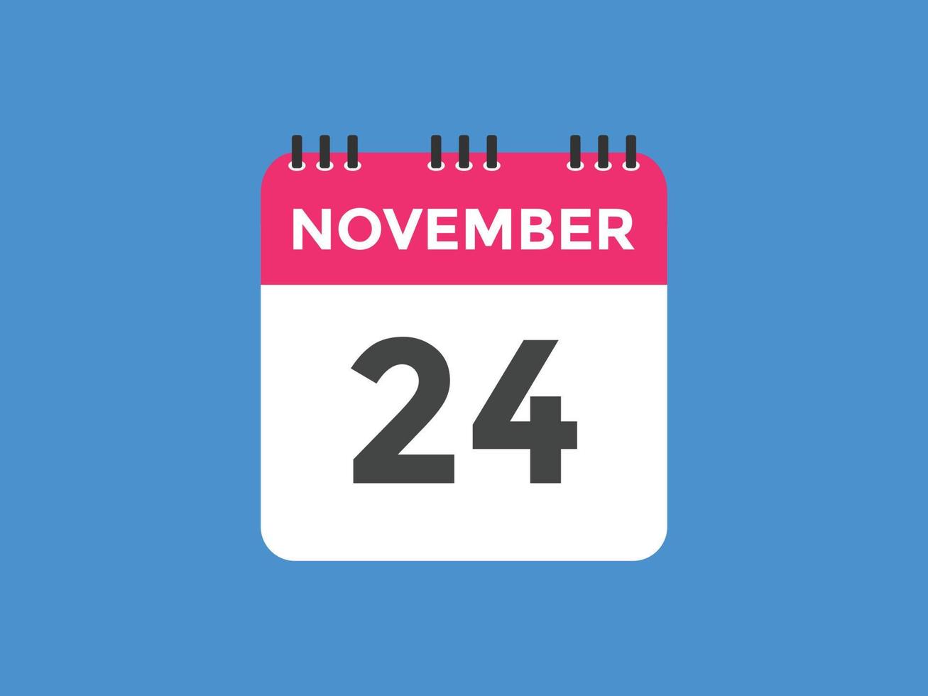 november 24 calendar reminder. 24th november daily calendar icon template. Calendar 24th november icon Design template. Vector illustration