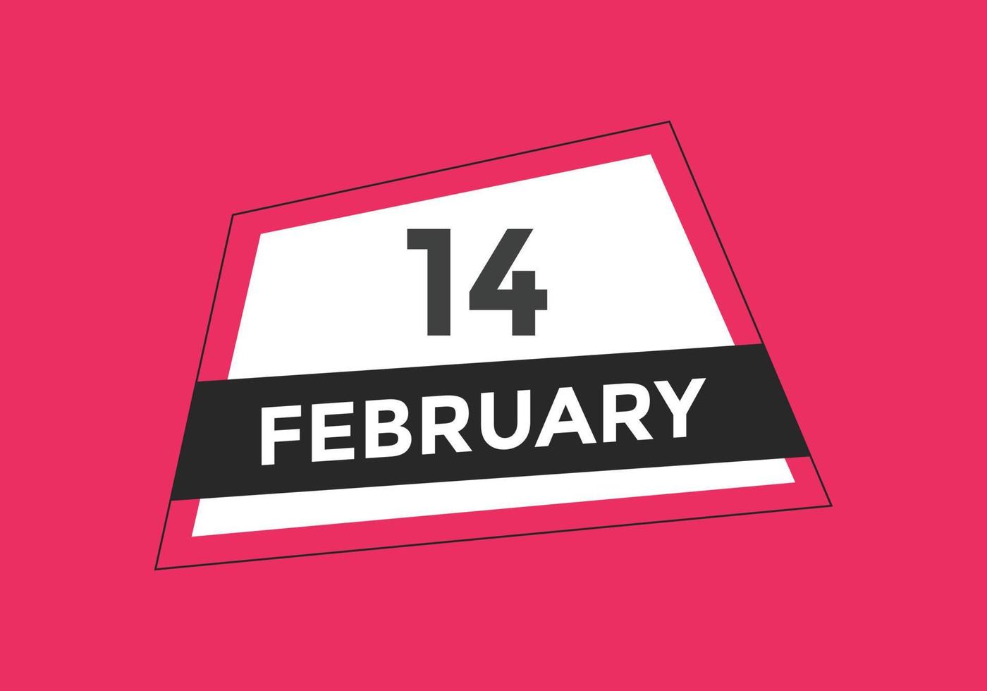 february 14 calendar reminder. 14th february daily calendar icon template. Calendar 14th february icon Design template. Vector illustration