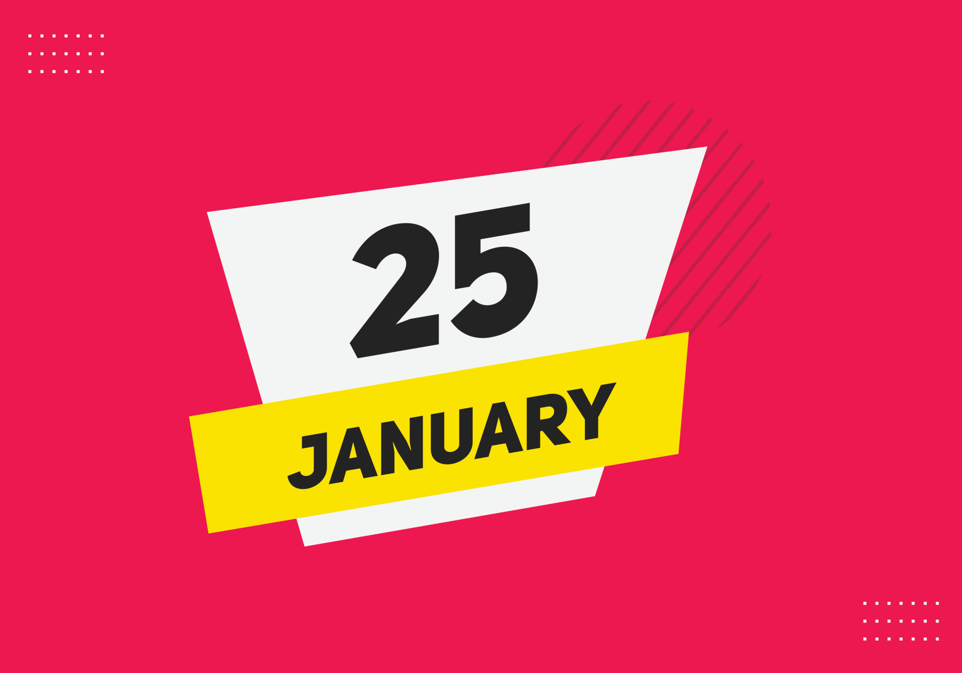 Recordatorio del calendario del 25 de enero. Plantilla de icono de calendario diario del 25 de