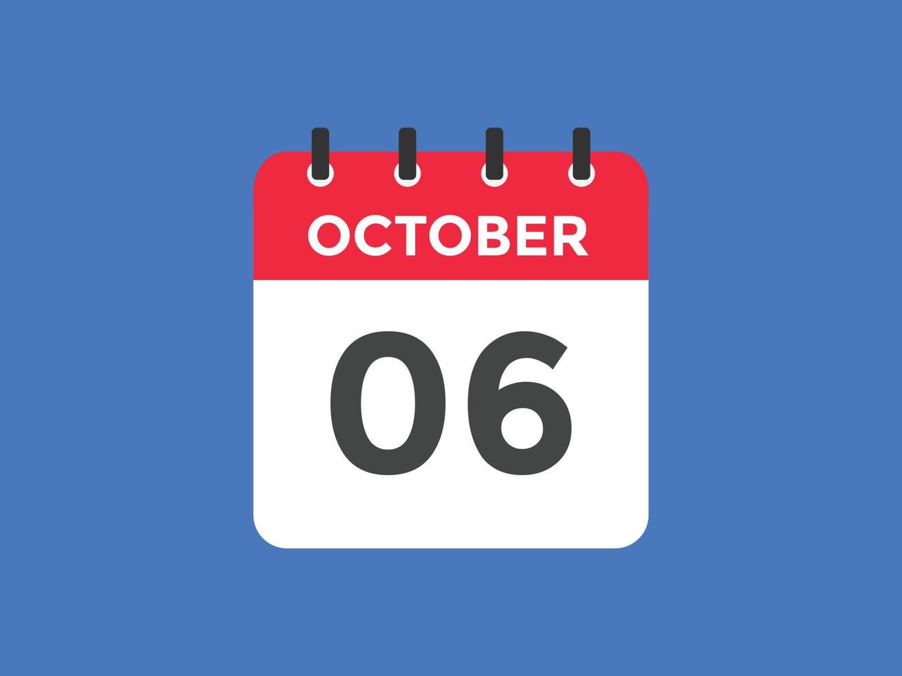 october 6 calendar reminder. 6th october daily calendar icon template. Calendar 6th october icon Design template. Vector illustration