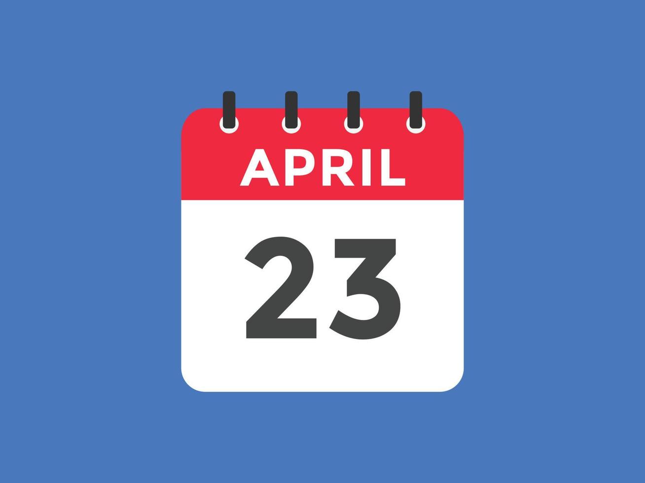 april 23 calendar reminder. 23th april daily calendar icon template. Calendar 23th april icon Design template. Vector illustration