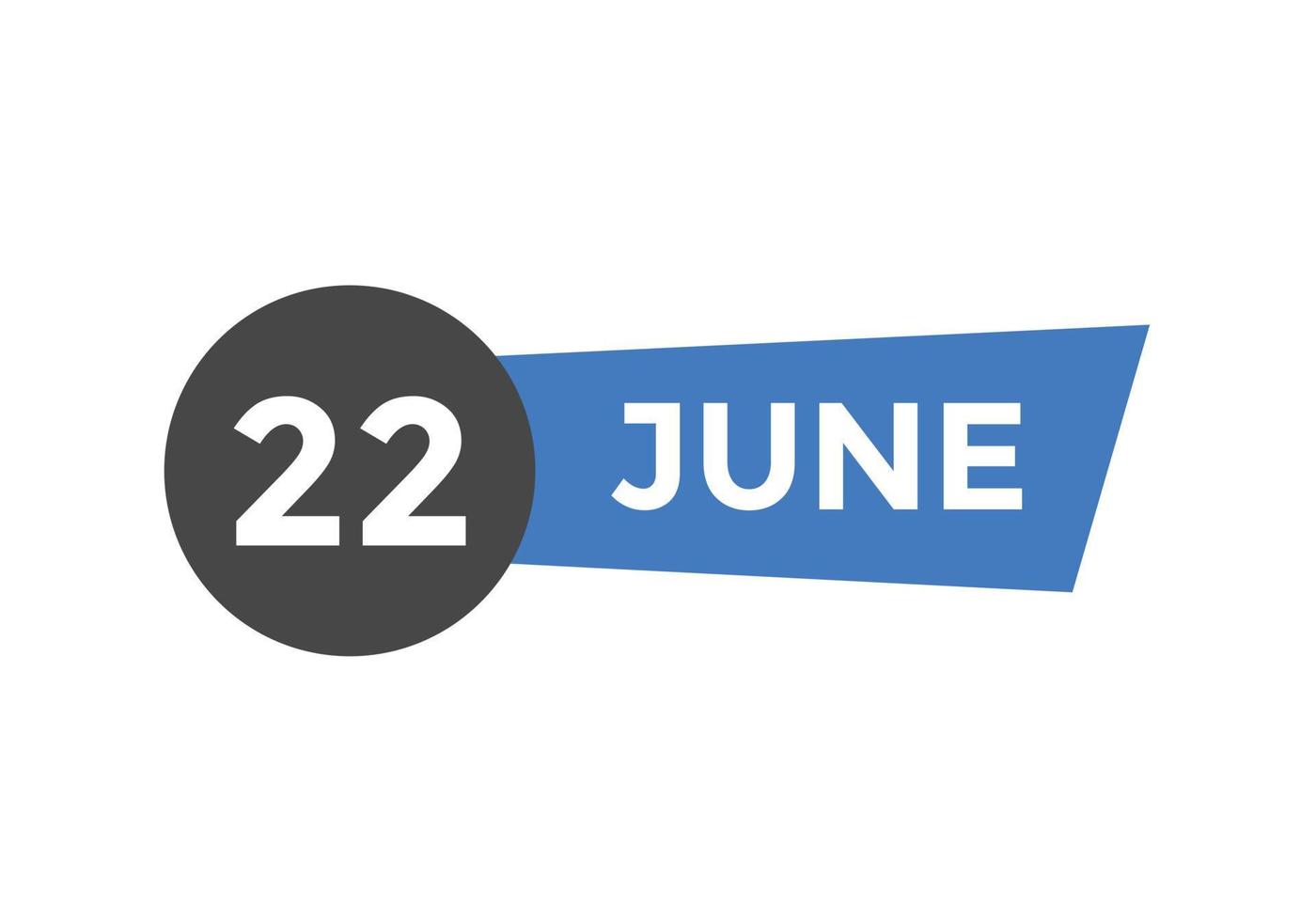 Recordatorio del calendario del 22 de junio. Plantilla de icono de calendario diario del 22 de junio. plantilla de diseño de icono de calendario 22 de junio. ilustración vectorial vector