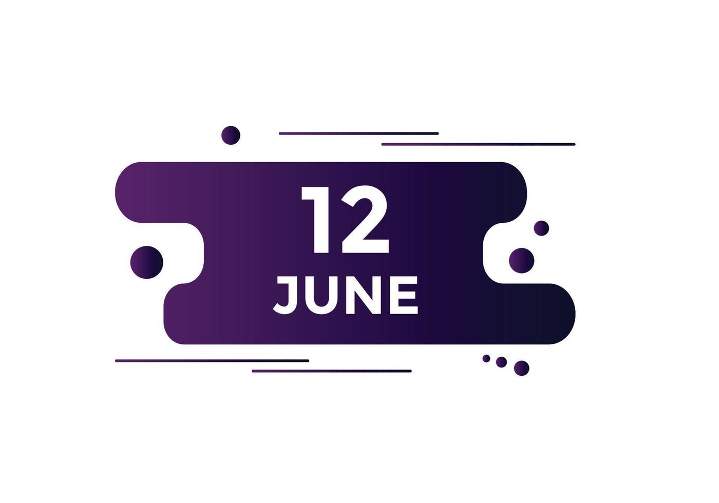 june 12 calendar reminder. 12th june daily calendar icon template. Calendar 12th june icon Design template. Vector illustration