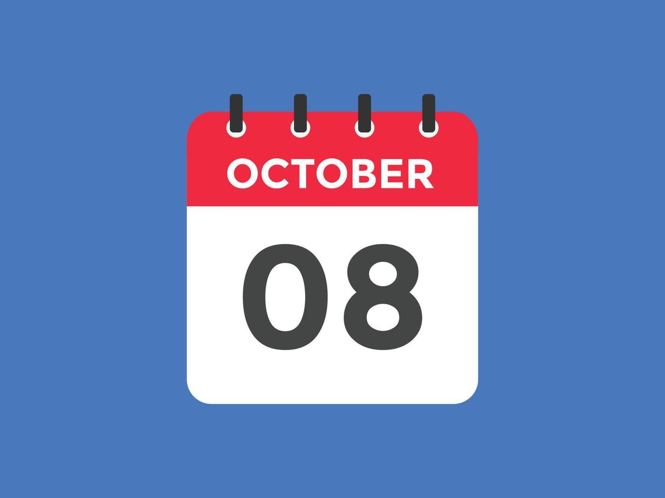 Recordatorio del calendario del 8 de octubre. Plantilla de icono de calendario diario del 8 de octubre. plantilla de diseño de icono de calendario 8 de octubre. ilustración vectorial vector