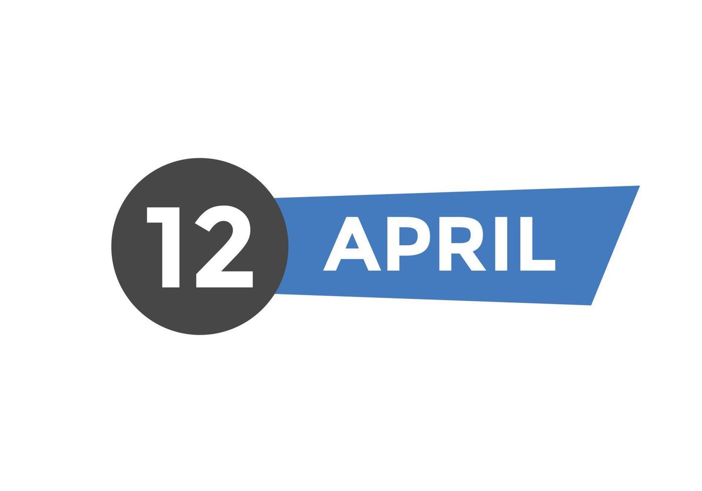 april 12 calendar reminder. 12th april daily calendar icon template. Calendar 12th april icon Design template. Vector illustration