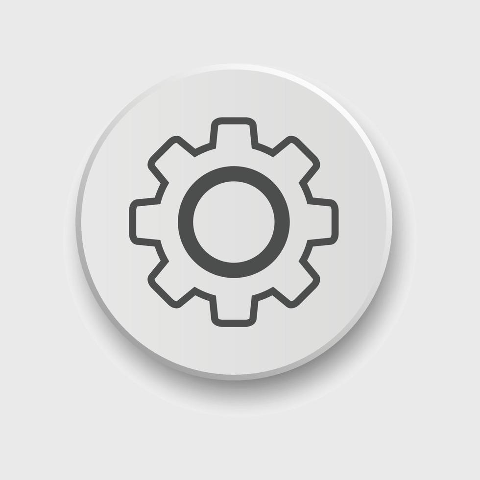 Setting icon for apps or web interface with button. Set of settings, Gear, Cog icon vector with button. Sign flat style setting or gear with button