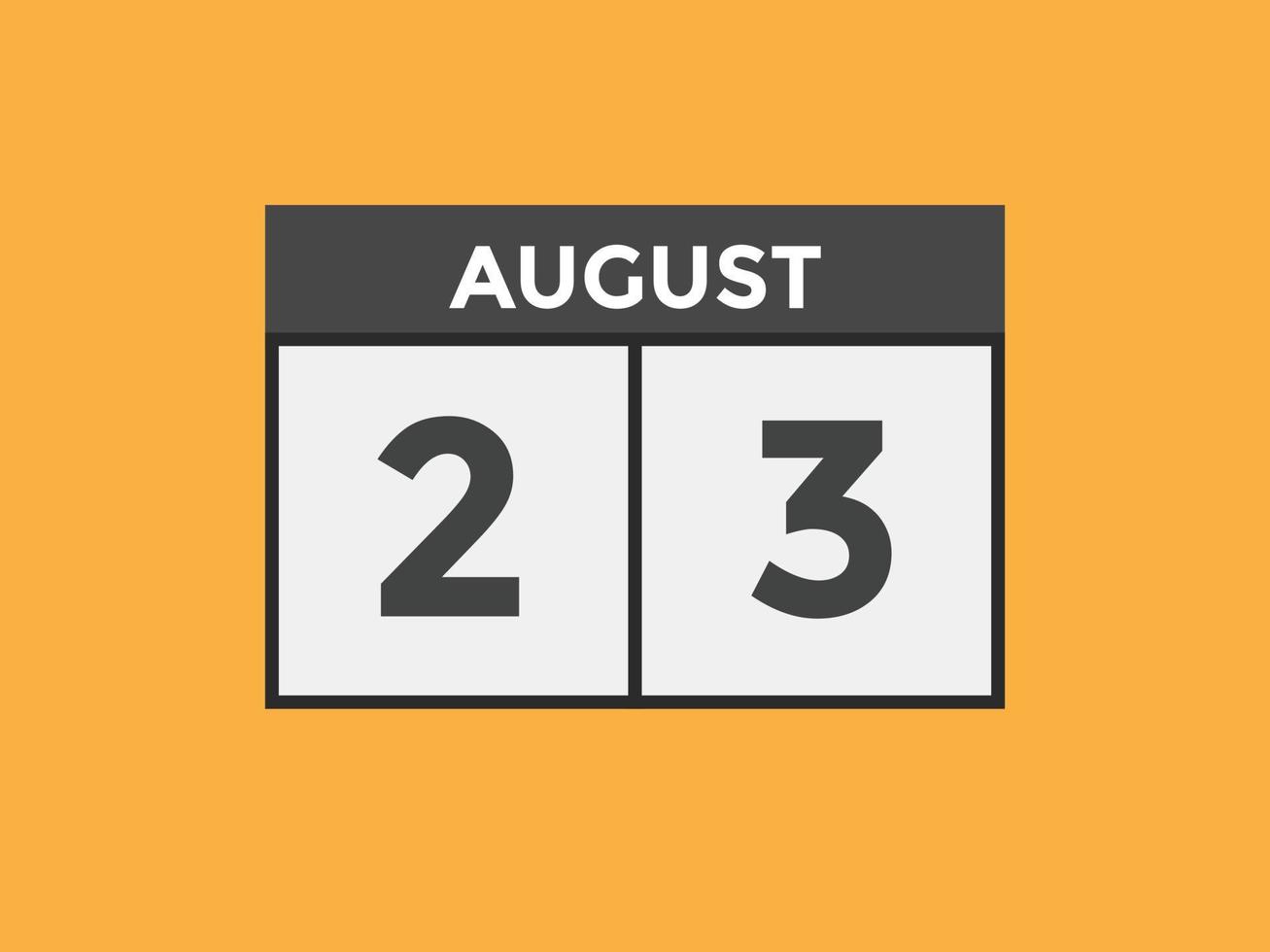 august 23 calendar reminder. 23th august daily calendar icon template. Calendar 23th august icon Design template. Vector illustration