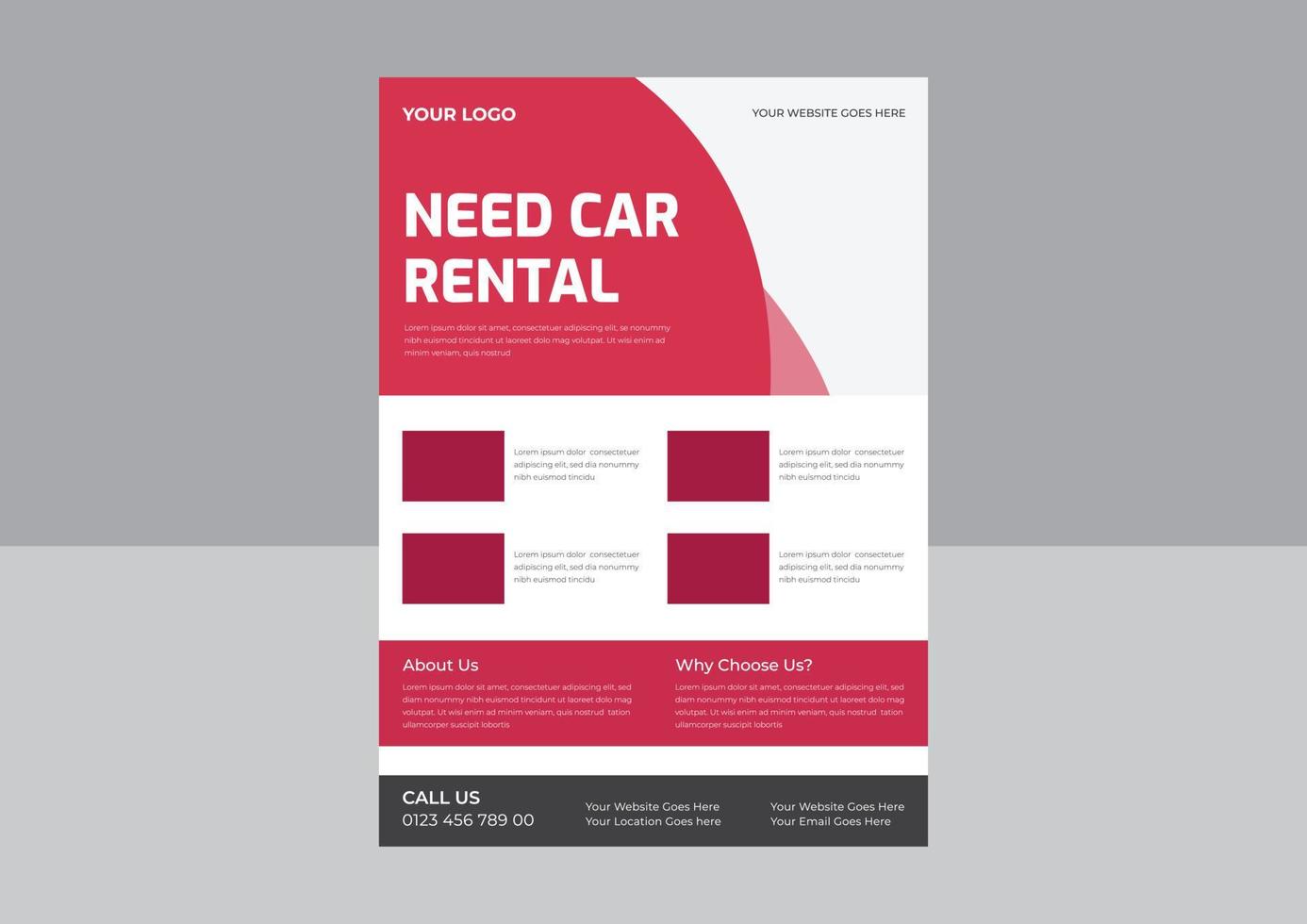 Car rental flyer template layout. Auto Repair Services flyer, Carpooling service. Flyer, booklet, leaflet print design. vector