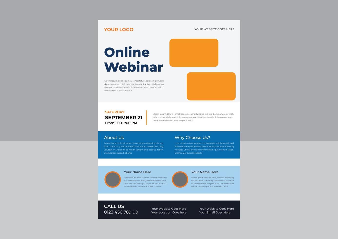 Webinars invite template. Banner live webinar promotion for flyer, Business Steps Conference live webinar banner invitation flyer, Webinars invite template. vector