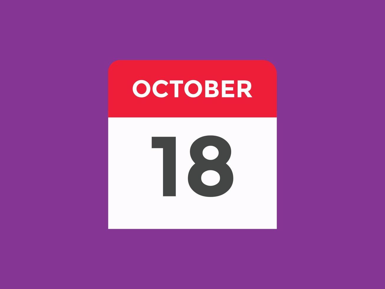Recordatorio del calendario del 18 de octubre. Plantilla de icono de