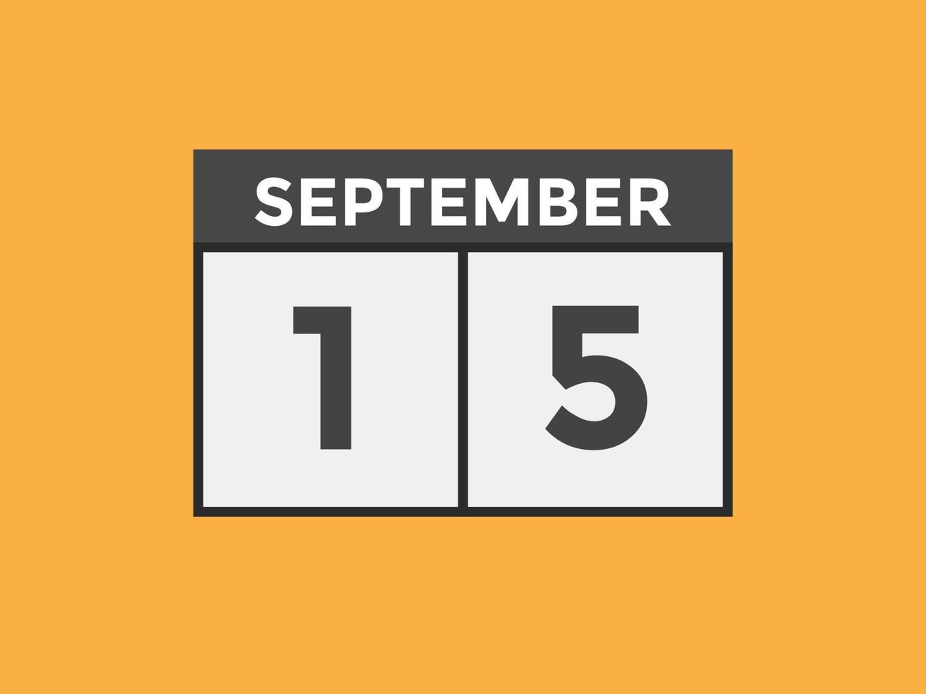 september 15 calendar reminder. 15th september daily calendar icon template. Calendar 15th september icon Design template. Vector illustration