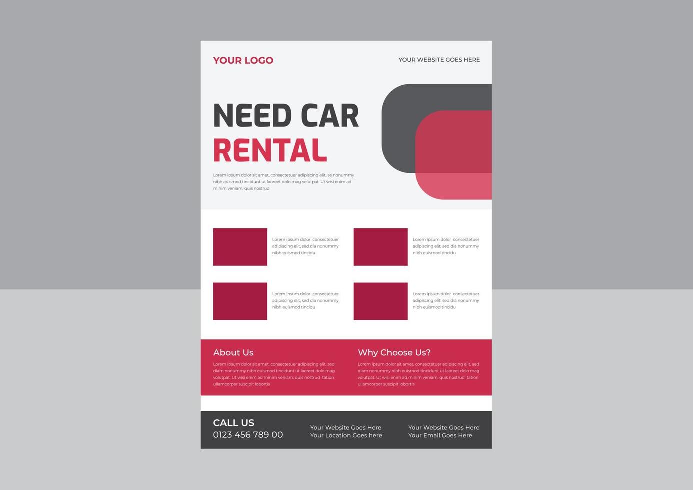 Car rental flyer template layout. Auto Repair Services flyer, Carpooling service. Flyer, booklet, leaflet print design. vector