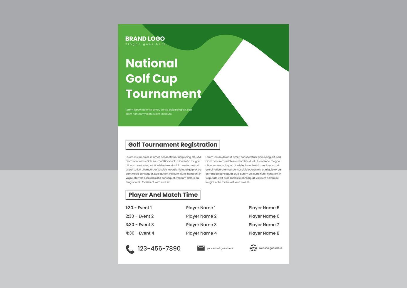 golf camp sports flyer poster template. golf sports event poster flyer design template. sports event flyer design template. vector