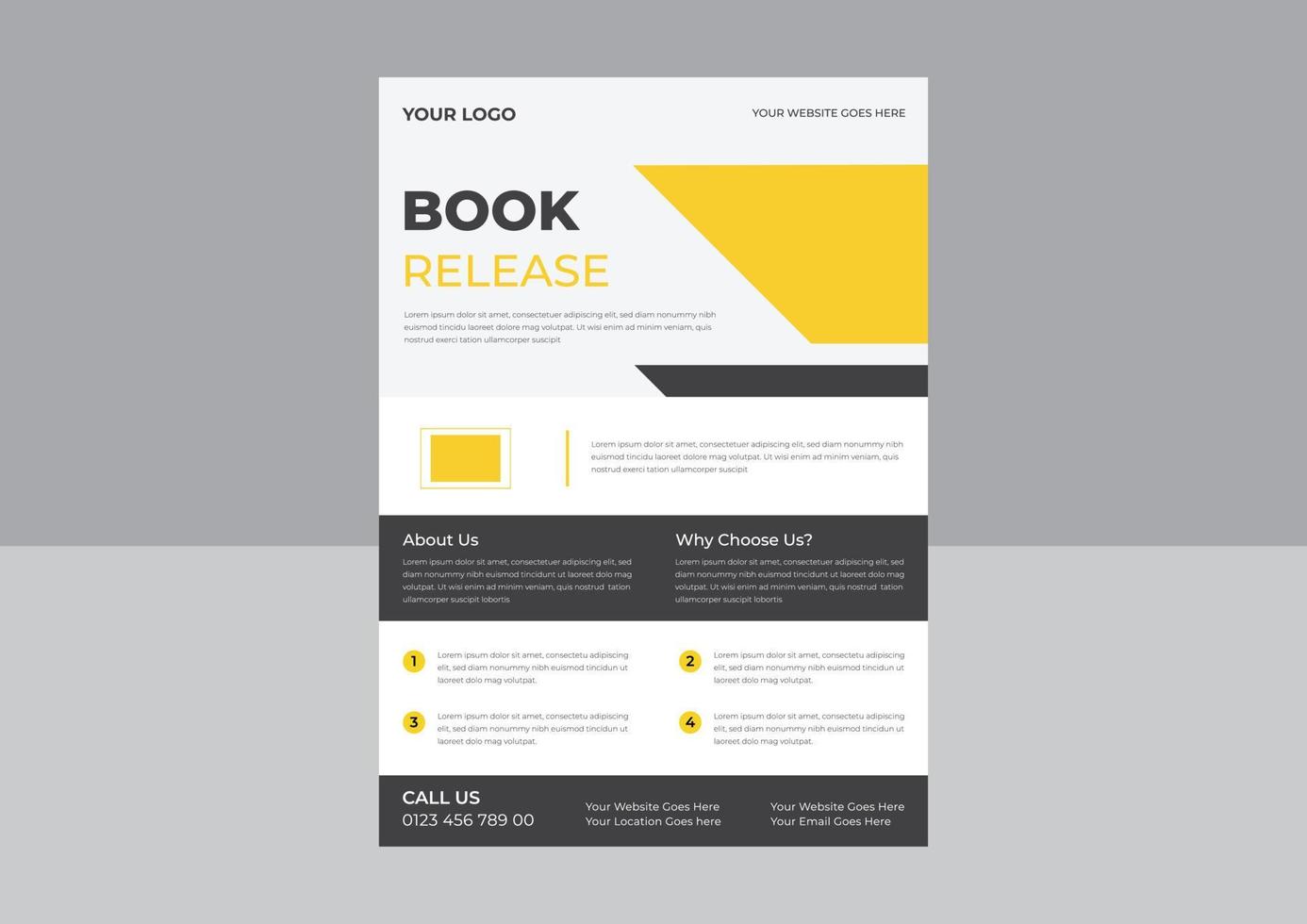 Bookstore flyer design template,  bookshop, library, book lover, e-book, education. A4 vector illustration for poster, banner, advertising, cover.