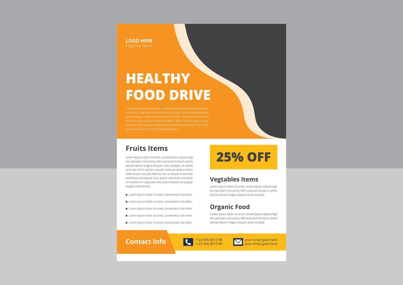 Food Drive Flyer Templates. Food Donation Flyer Design. Charity fundraisers flyer poster template. Cover, leaflet, flyer design. vector
