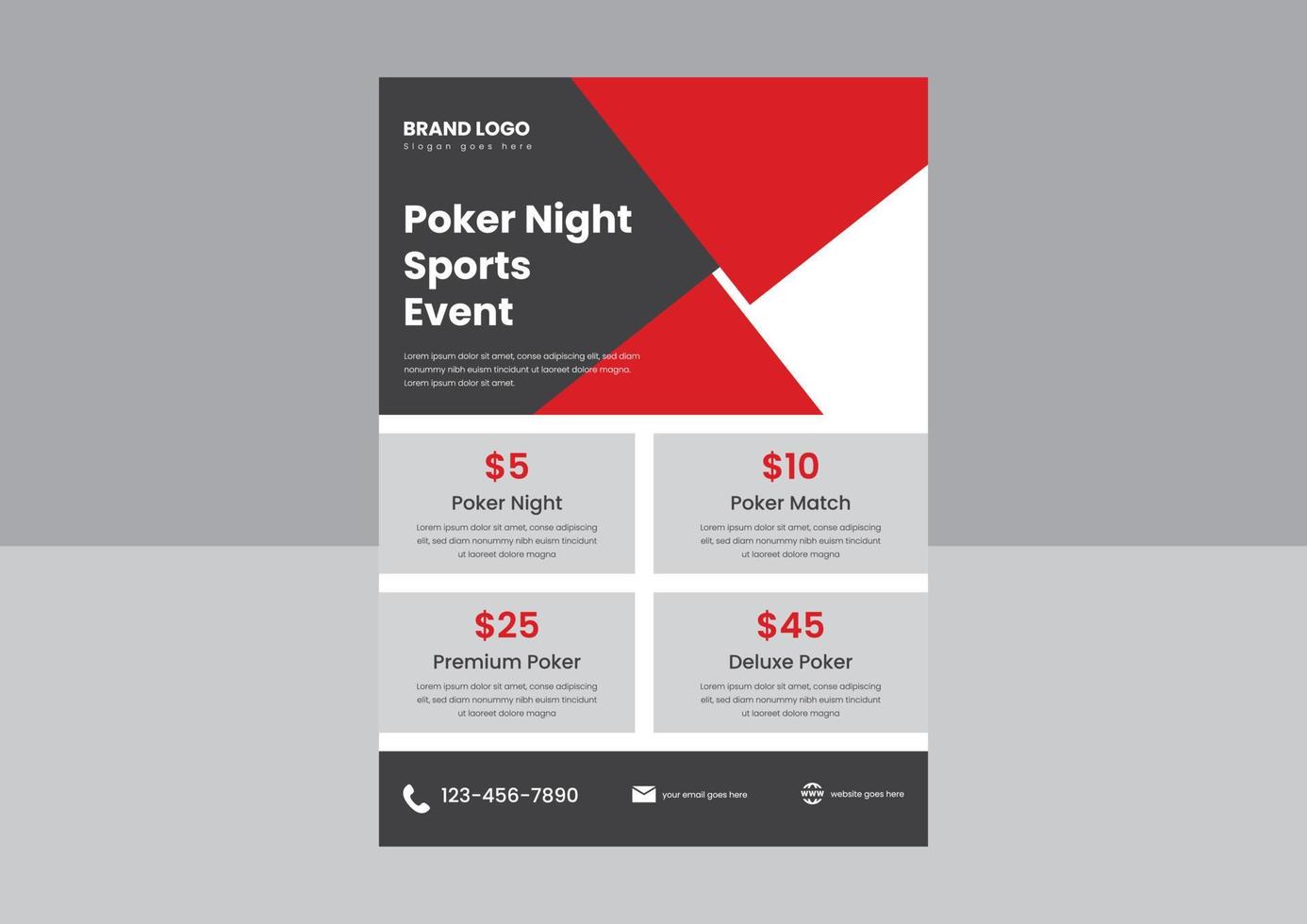 poker night sports event flyer poster design template. be the ace poker night flyer poster design. vector