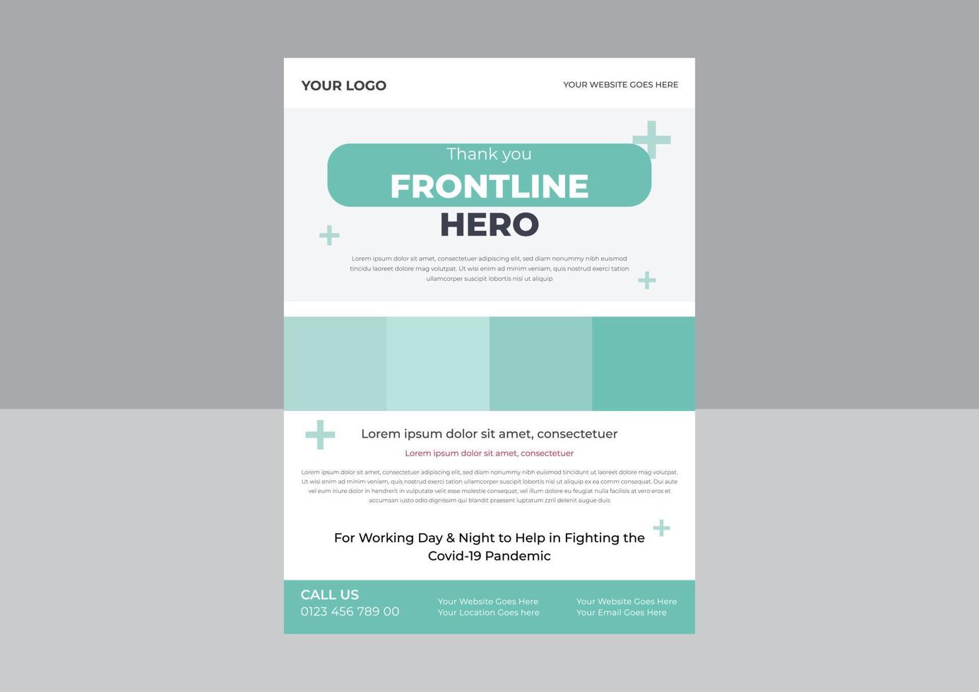 Appreciation for Health Care workers Flyer, Service and Sacrifice amid corona virus Flyer, Appreciation for essential worker, Thank you to all the healthcare heroes Template. vector