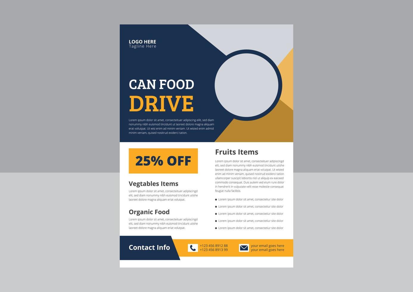 Food Drive Flyer Templates. Food Donation Flyer Design. Charity fundraisers flyer poster template. Cover, leaflet, flyer design. vector