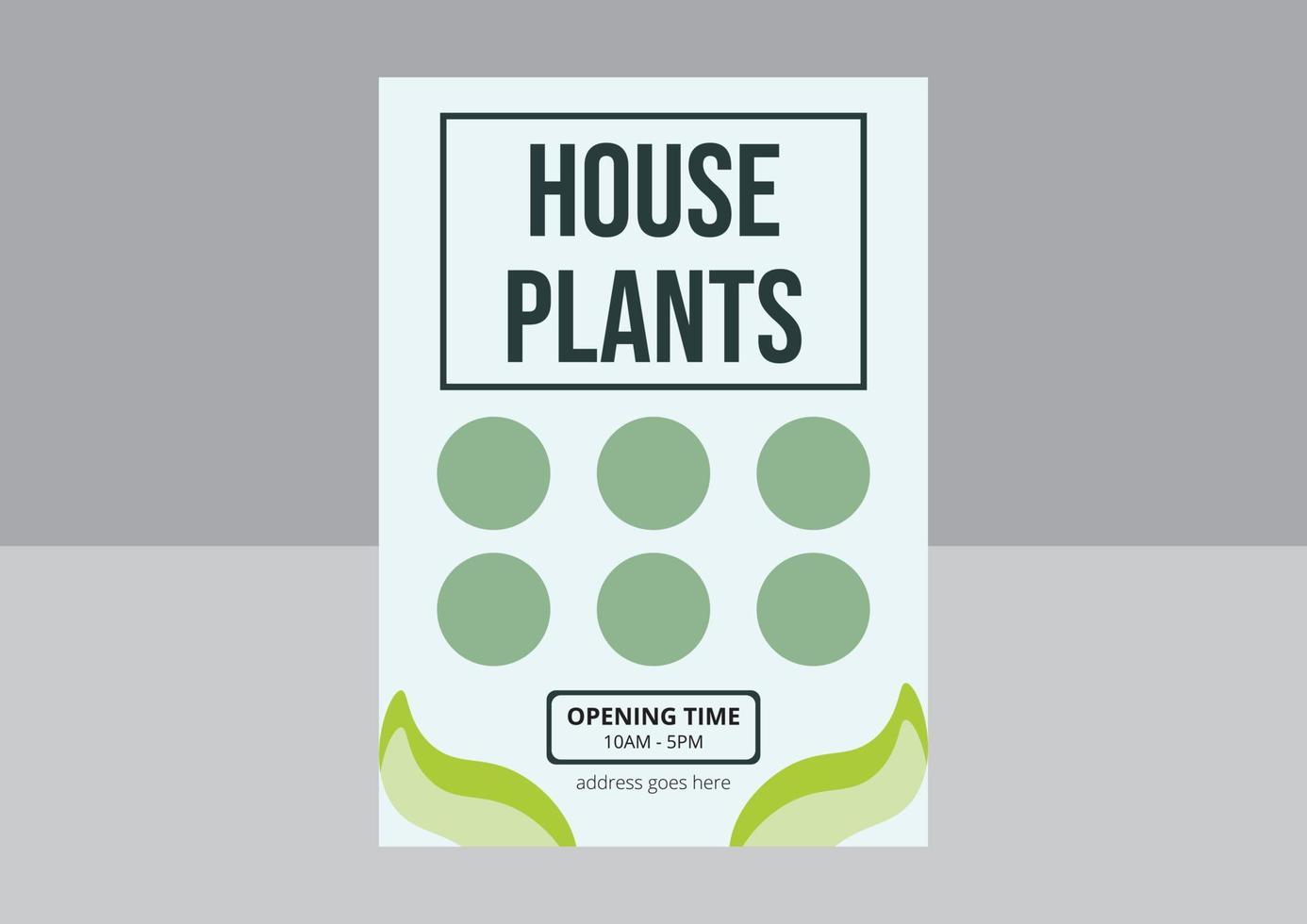 House Plants flyer template design. greenhouse, home garden, gardening, plant lover. A4 vector illustration for poster, banner, flyer, advertising.