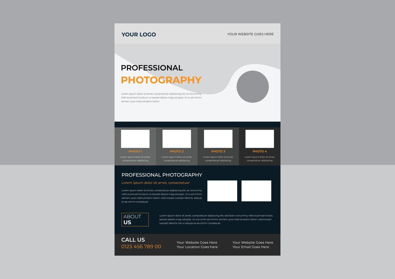 Photography flyer, photo workshop flyer template design, vector photography flyer poster design.